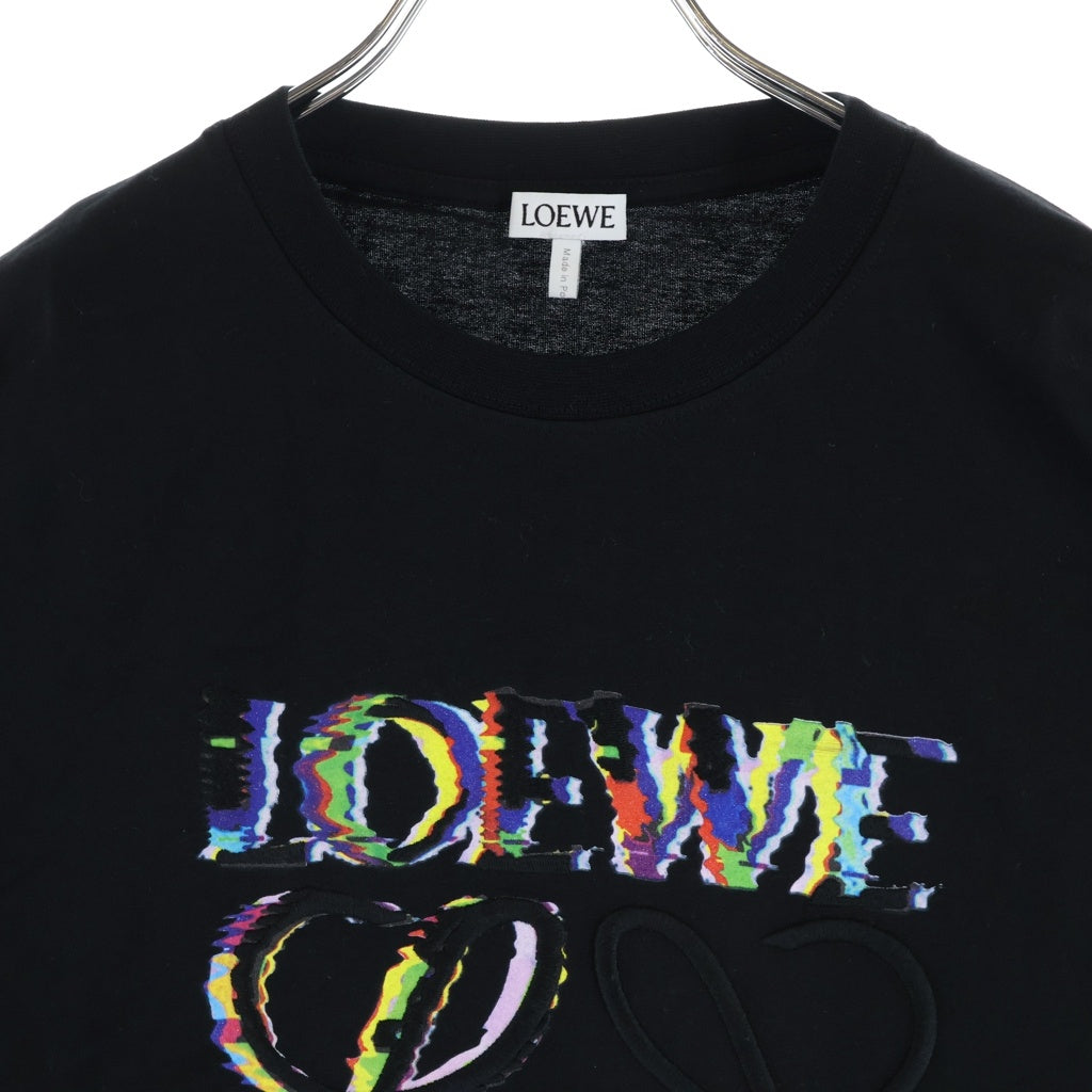 LOEWE(ロエベ) T-Shirt グリッチ アナグラムロゴ刺繍 半袖Tシャツ ブラック H526Y22J61
