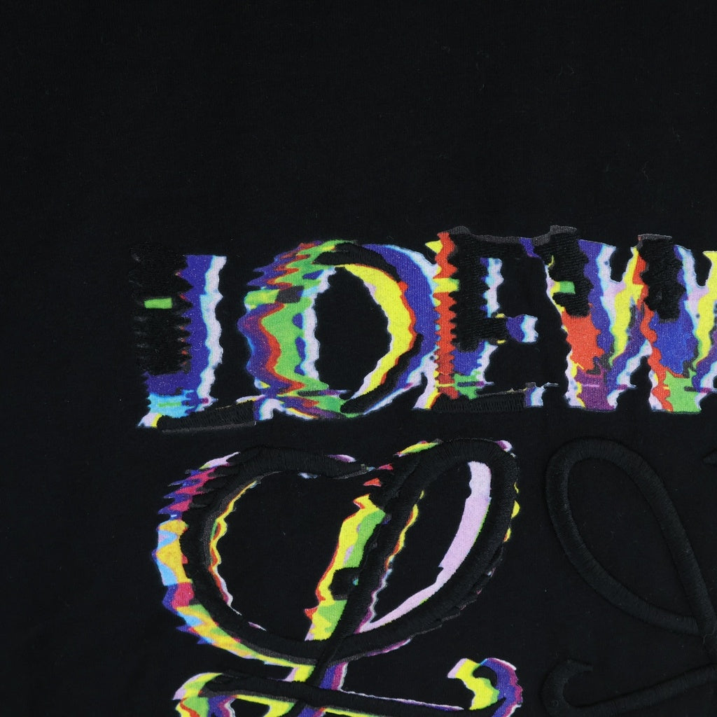 LOEWE(ロエベ) T-Shirt グリッチ アナグラムロゴ刺繍 半袖Tシャツ ブラック H526Y22J61