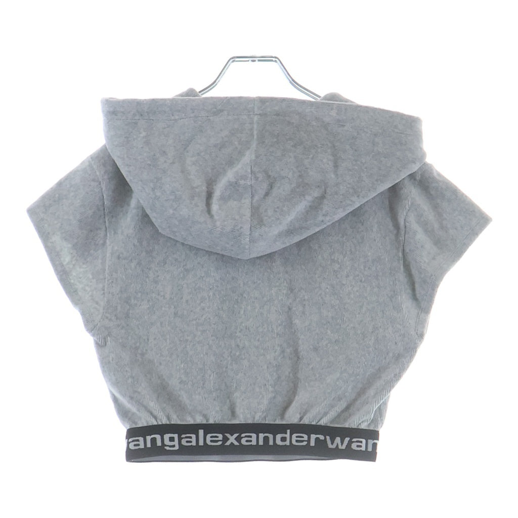 ALEXANDER WANG(アレキサンダーワン) Cropped Corduroy Hoodie クロップド コーデュロイプルオーバーパーカー フーディー グレー レディース