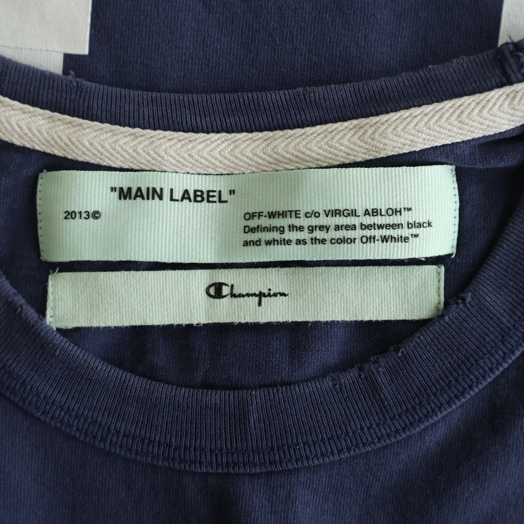 OFF-WHITE(オフホワイト) 18SS ×Champion T-Shirt チャンピオン ロゴ刺繍半袖Tシャツ ネイビー OMAA029S18874050