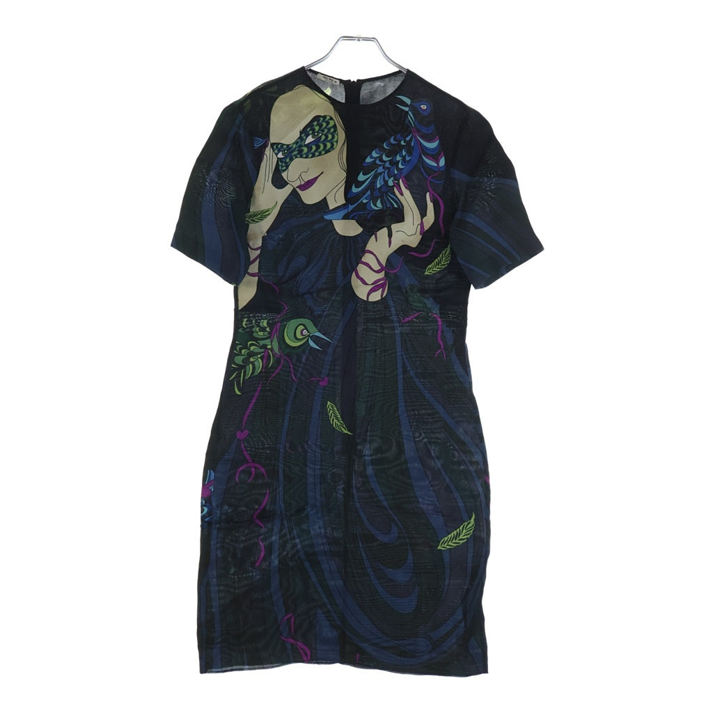 miumiu(ミュウミュウ) Silk Dress 総柄シルクドレス ブラック