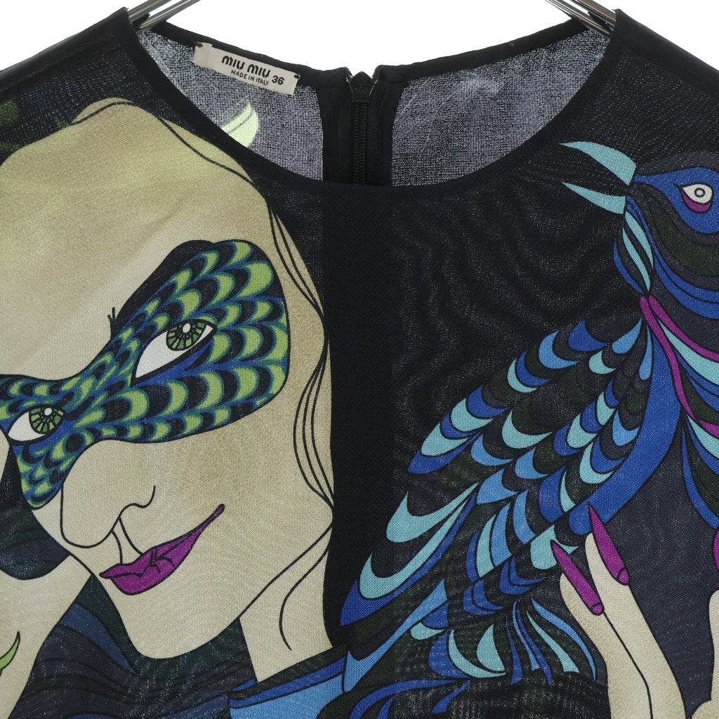 miumiu(ミュウミュウ) Silk Dress 総柄シルクドレス ブラック レディース MF126S