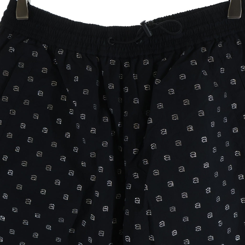 ALEXANDER WANG(アレキサンダーワン) Crystal Jogger Pants ラインストーン装飾 ナイロンパンツ ブラック 1WC2234580
