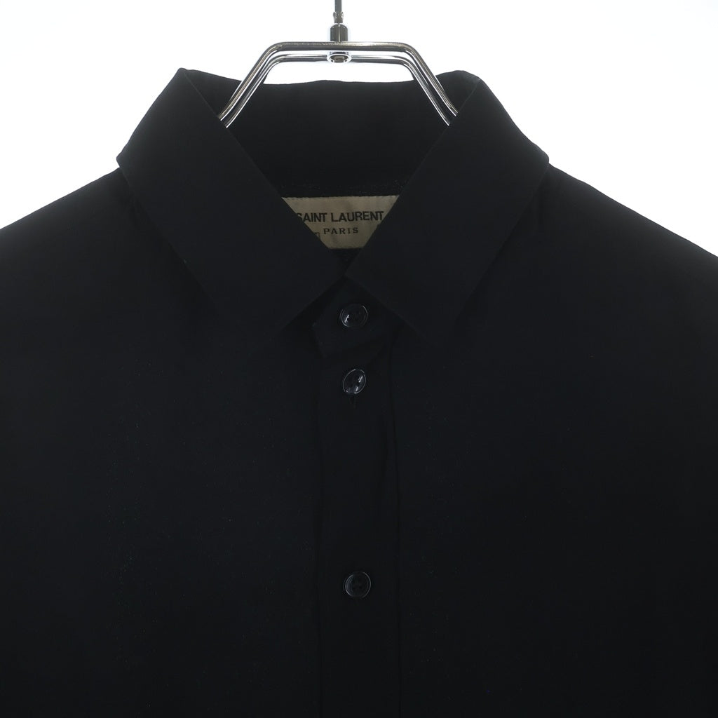 SAINT LAURENT PARIS(サンローランパリ) Uniform Shirt シルク長袖シャツ ブラック レディース 636994 Y100W