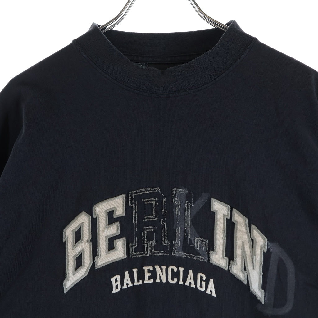 BALENCIAGA(バレンシアガ) BBロゴ デストロイ加工 半袖Tシャツ カットソー 739028 TOVN8 ブラック