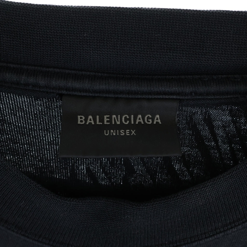 BALENCIAGA(バレンシアガ) 22SS OVERSIZED REPAIRED 704056 TMVA5 オーバーサイズ リペア 半袖Tシャツカットソー ブラック