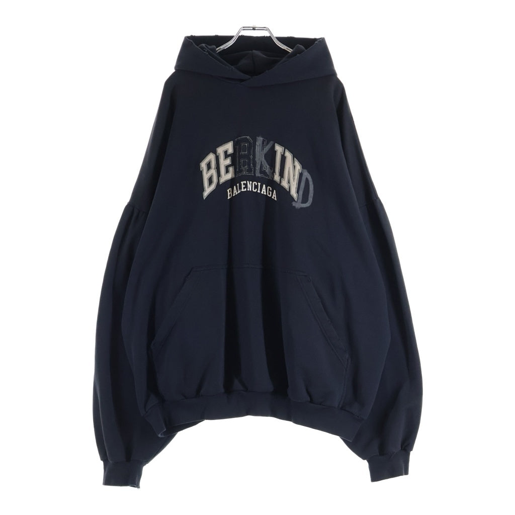 BALENCIAGA(バレンシアガ) 23AW BE KIND ロゴオーバーサイズヴィンテージ加工スウェットプルオーバーパーカー 761458 TPVD6 ブラック