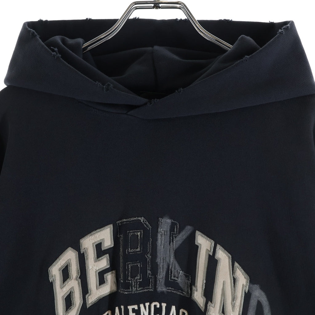 BALENCIAGA(バレンシアガ) 23AW BE KIND ロゴオーバーサイズヴィンテージ加工スウェットプルオーバーパーカー 761458 TPVD6 ブラック