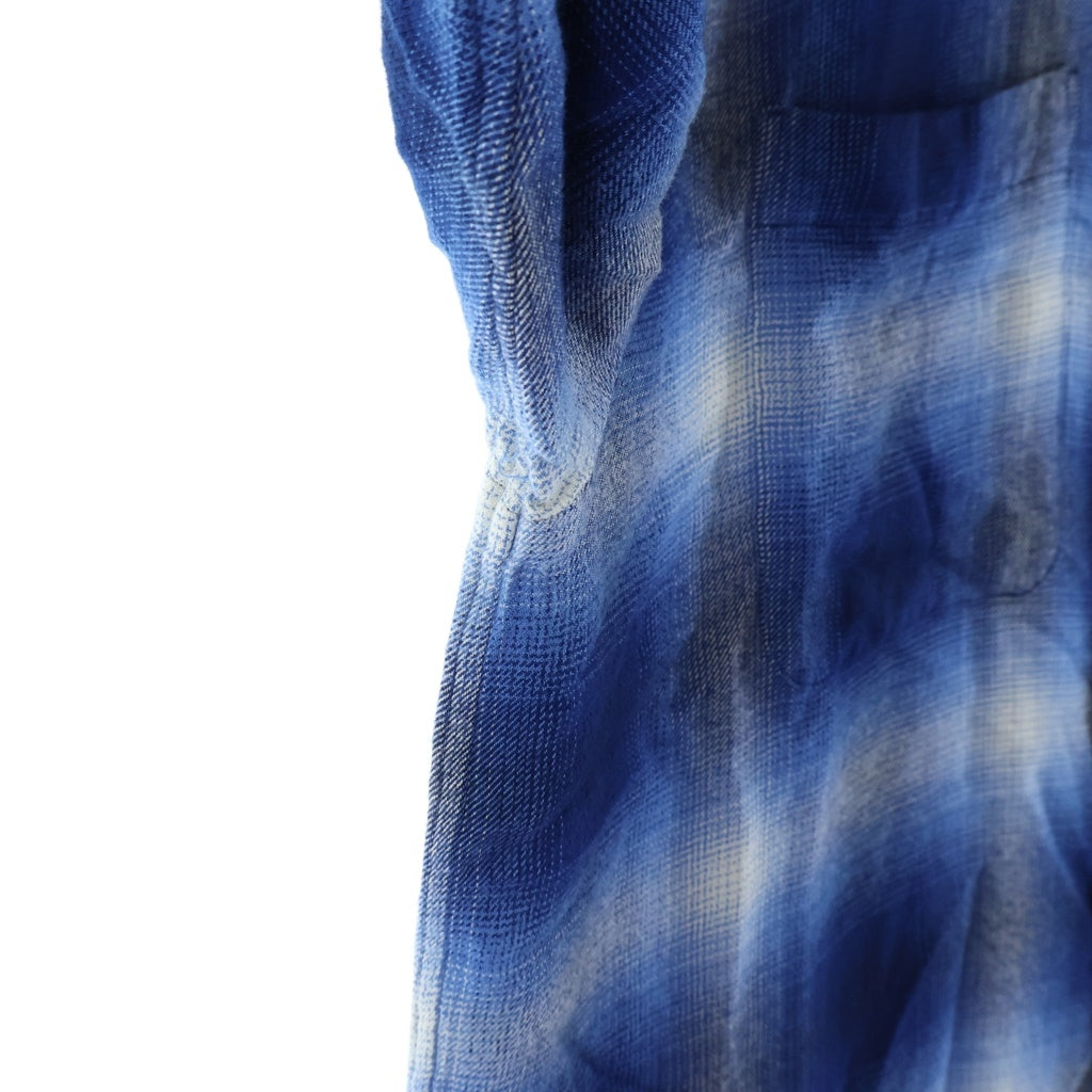MINEDENIM(マインデニム) R.FLANNEL OMBRE OPEN COLLAR SH ランネル オンブレーチェックシャツ ブルー 2604-5002-37-012