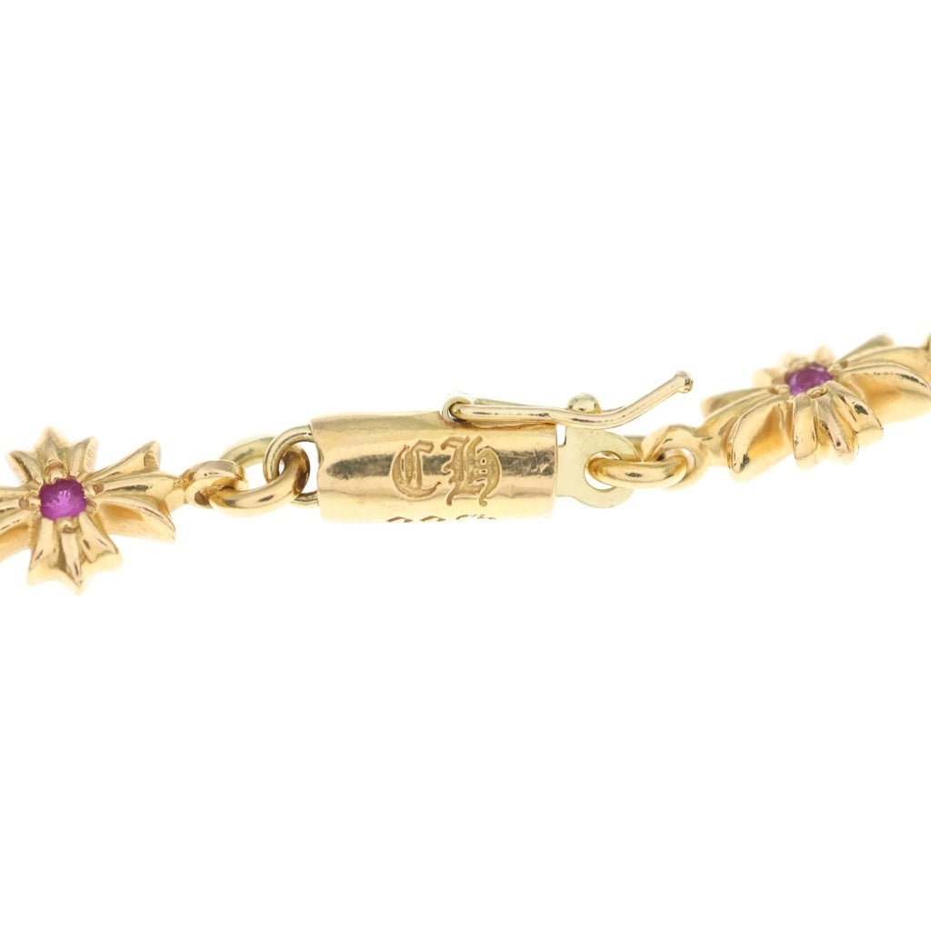 CHROME HEARTS(クロムハーツ) 22K TNY E CH PLS P PINK SAPPHIRE タイニーECHプラス PAVEピンクサファイア ブレスレット ゴールド