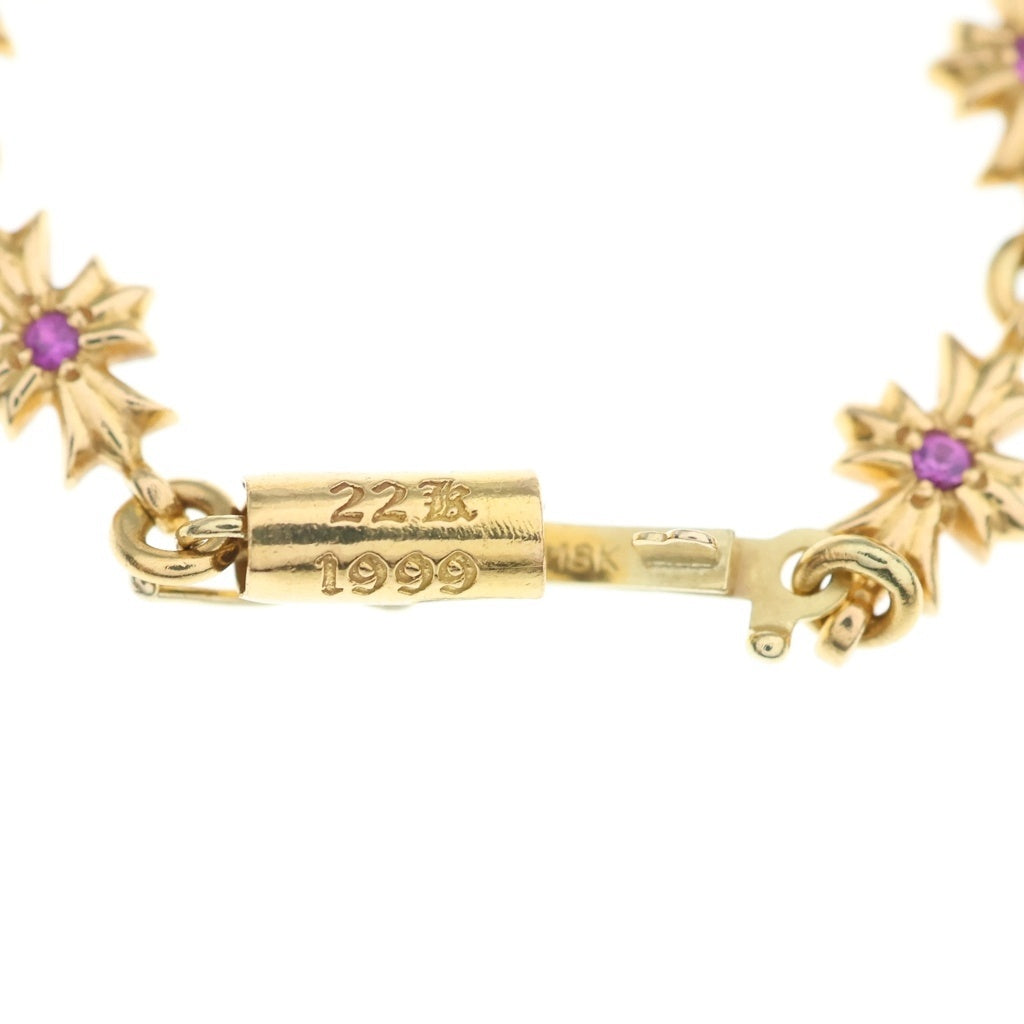 CHROME HEARTS(クロムハーツ) 22K TNY E CH PLS P PINK SAPPHIRE タイニーECHプラス PAVEピンクサファイア ブレスレット ゴールド