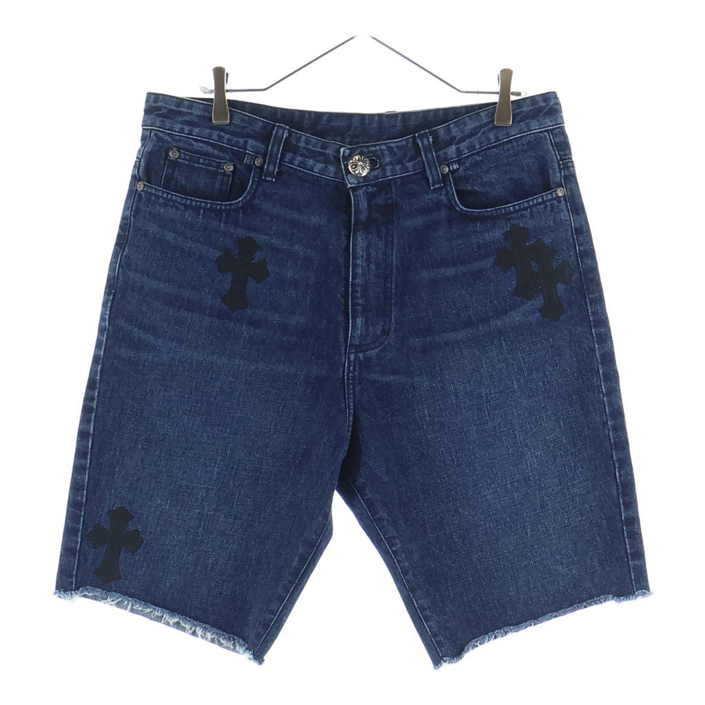 CHROME HEARTS(クロムハーツ) DENIM SHORTS クロスパッチ付き カットオフデニムショーツ インディゴ