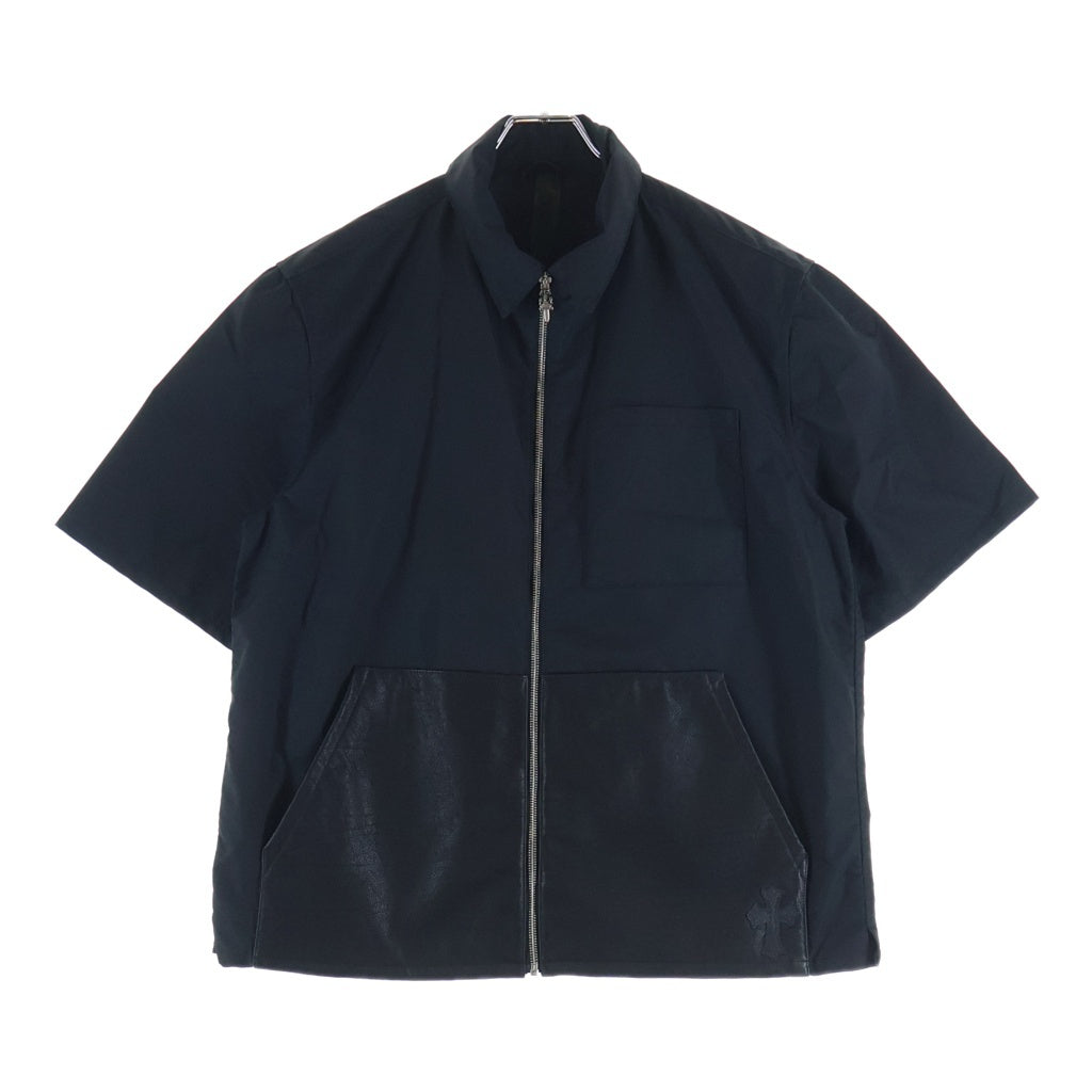 CHROME HEARTS(クロムハーツ) SEDATED カーペンターレザーポケットナイロンジップ 半袖シャツ ブラック