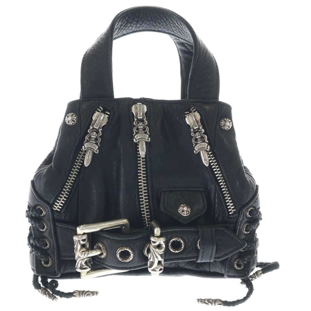 CHROME HEARTS(クロムハーツ) JJ DEAN MINI JJディーン ダガージップ クロスボール レザーハンドバッグ ブラック レディース