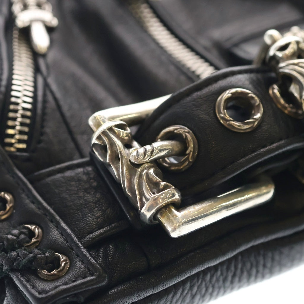 CHROME HEARTS(クロムハーツ) JJ DEAN MINI JJディーン ダガージップ クロスボール レザーハンドバッグ ブラック レディース