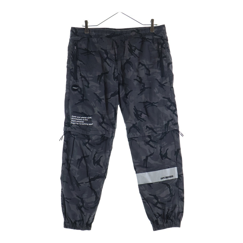 AAPE BY A BATHING APE(エーエイプバイアベイシングエイプ) ロゴプリント カモフラ カーゴイージーパンツ AAPPTM6486XAC グレー