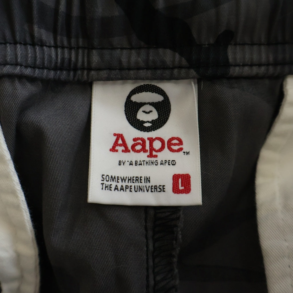 AAPE BY A BATHING APE(エーエイプバイアベイシングエイプ) ロゴプリント カモフラ カーゴイージーパンツ AAPPTM6486XAC グレー