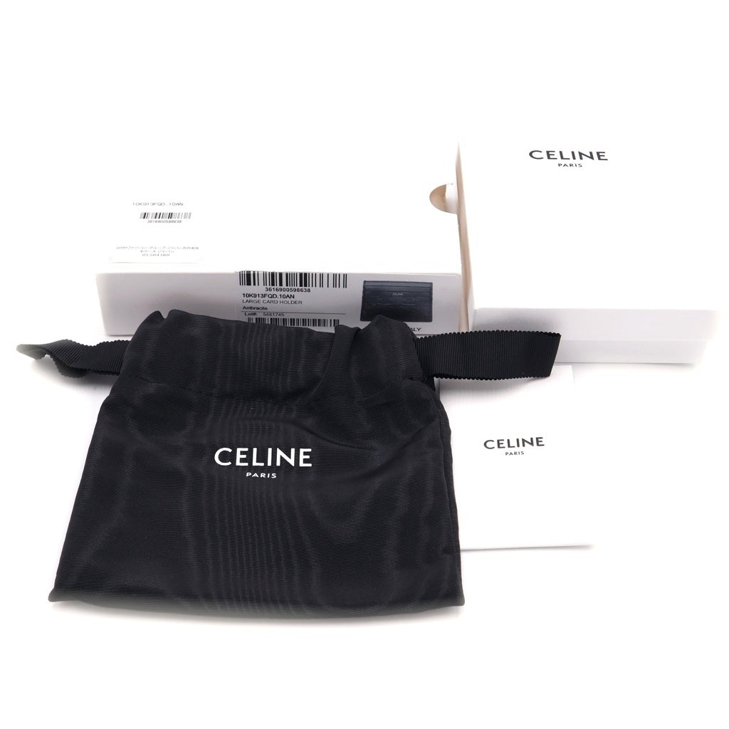 CELINE(セリーヌ) LARGE CARD HOLDER 10K913FQD.10AN トリオンフ エンボス加工 カードホルダー カーフスキン グレー レディース