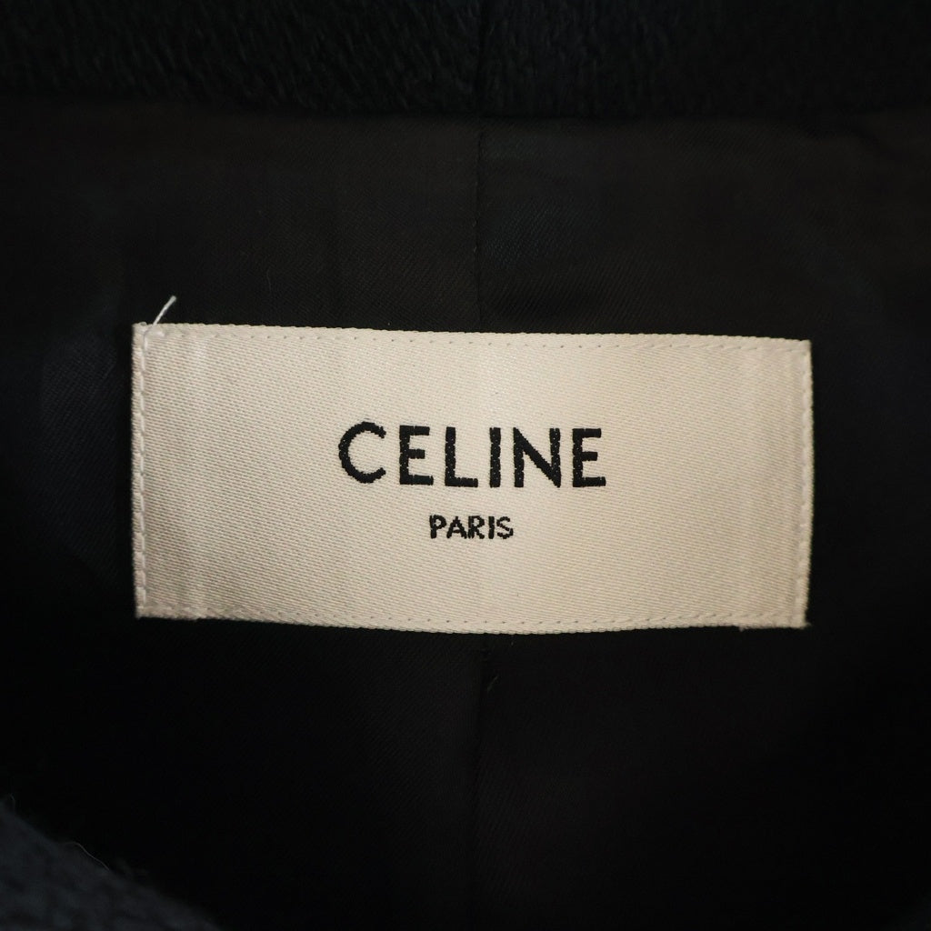 CELINE(セリーヌ) Cパッチロゴ フード付きテディジャケット ブルゾン スタジャン ブラック RVOKL896C.38NO.48