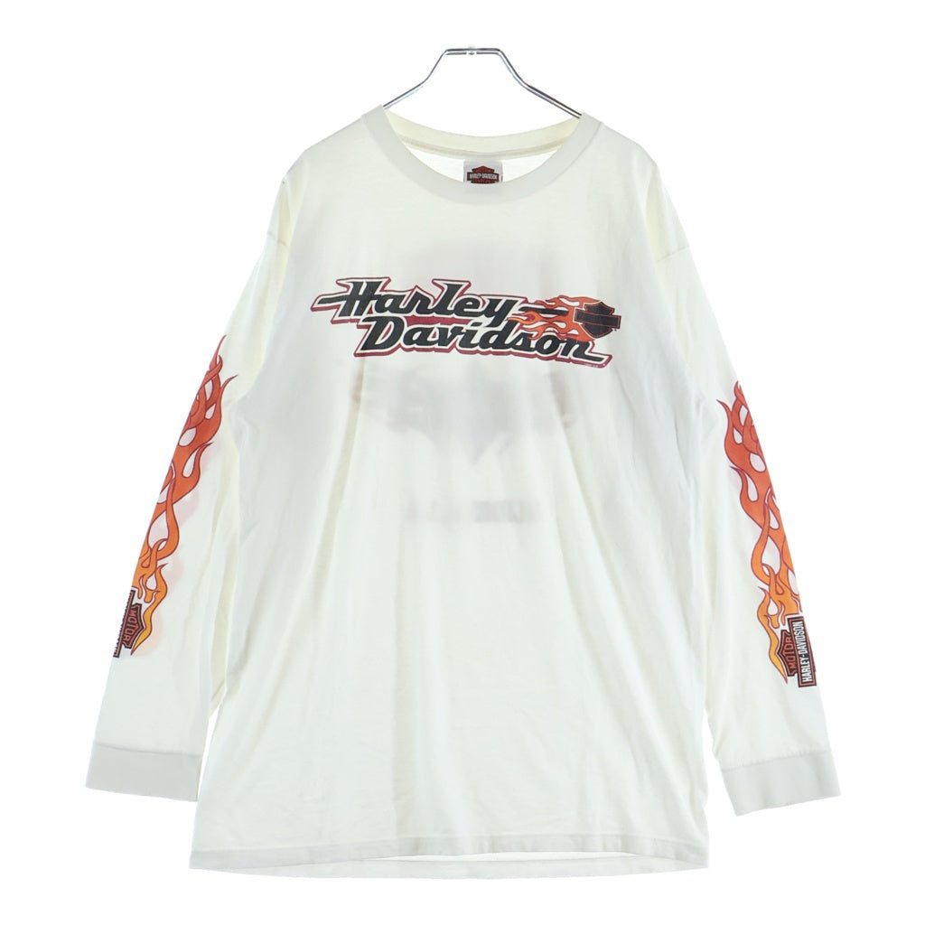 VINTAGE(ヴィンテージ) 00S Harley-Davidson Flame Pattern L/S T-Shirt ハーレーダビッドソン フレイムパターン 長袖Tシャツ ロンT ホワイト