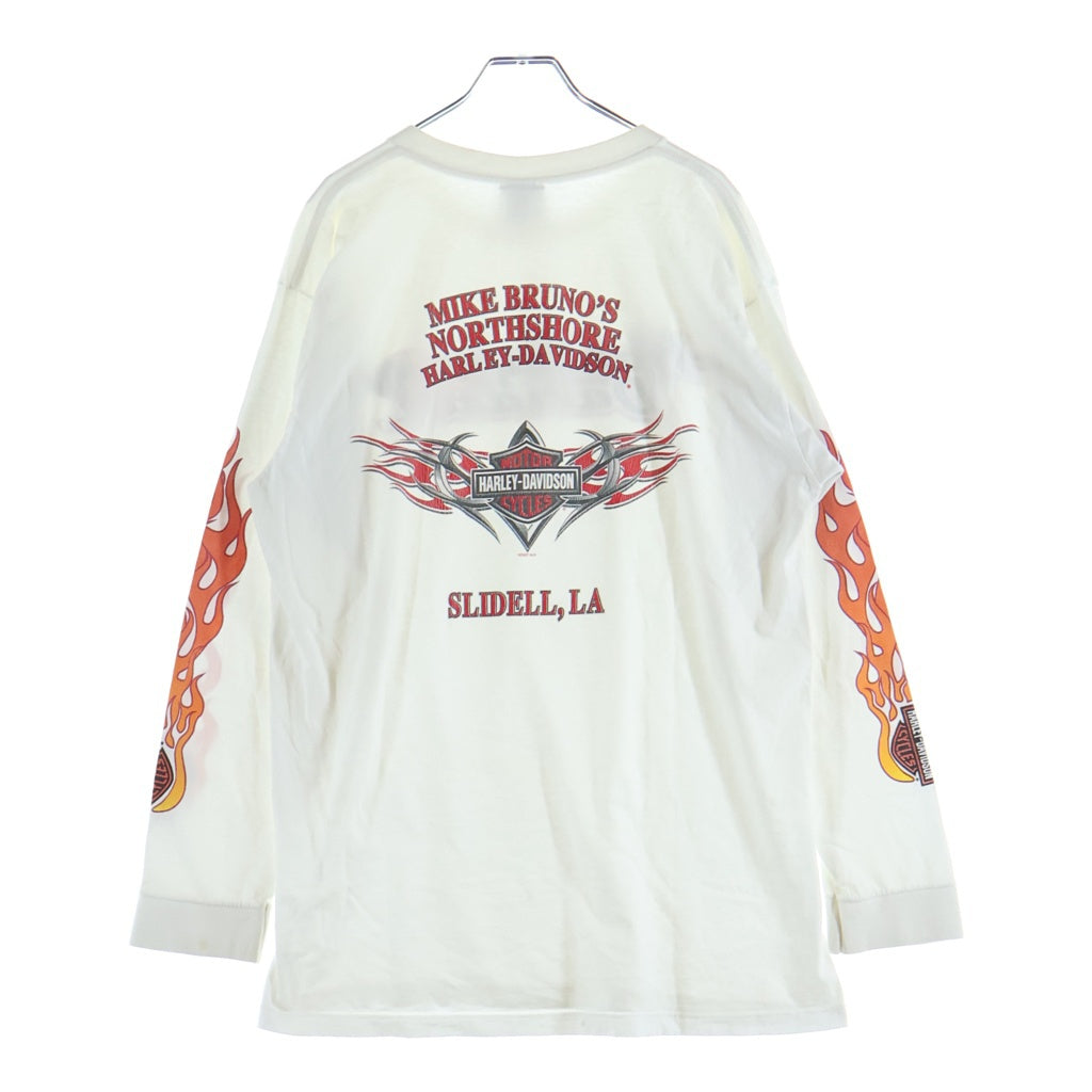 VINTAGE(ヴィンテージ) 00S Harley-Davidson Flame Pattern L/S T-Shirt ハーレーダビッドソン フレイムパターン 長袖Tシャツ ロンT ホワイト