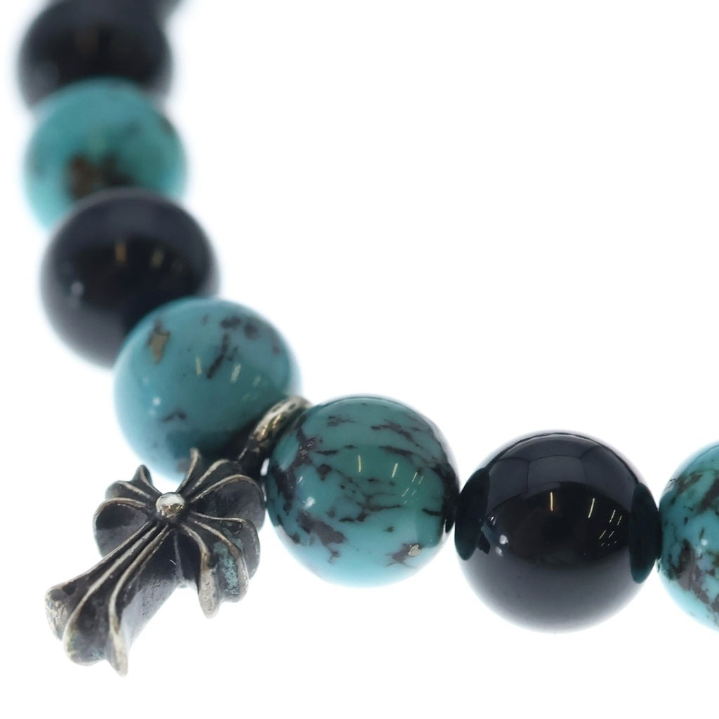 CHROME HEARTS(クロムハーツ) 8mm BEAD CH CRS 8mmビーズ スタックCHクロス ターコイズブレスレット シルバー/ブラック/ブルー