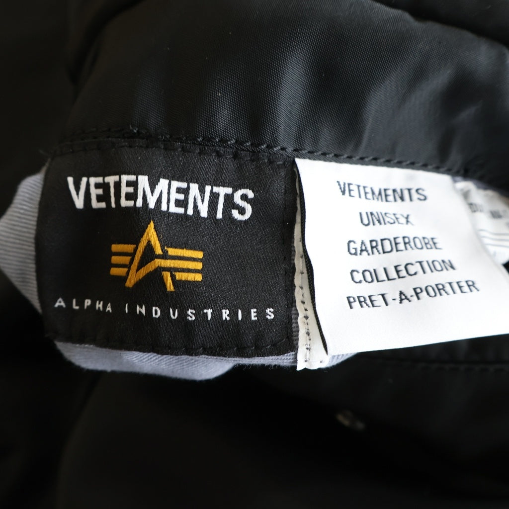 VETEMENTS(ヴェトモン) ×ALPHA Double Zip Bomber Jacket アルファ インダストリーズ ダブルジップ リバーシブルボンバージャケット ブラック/ベージュ UE63JA121B