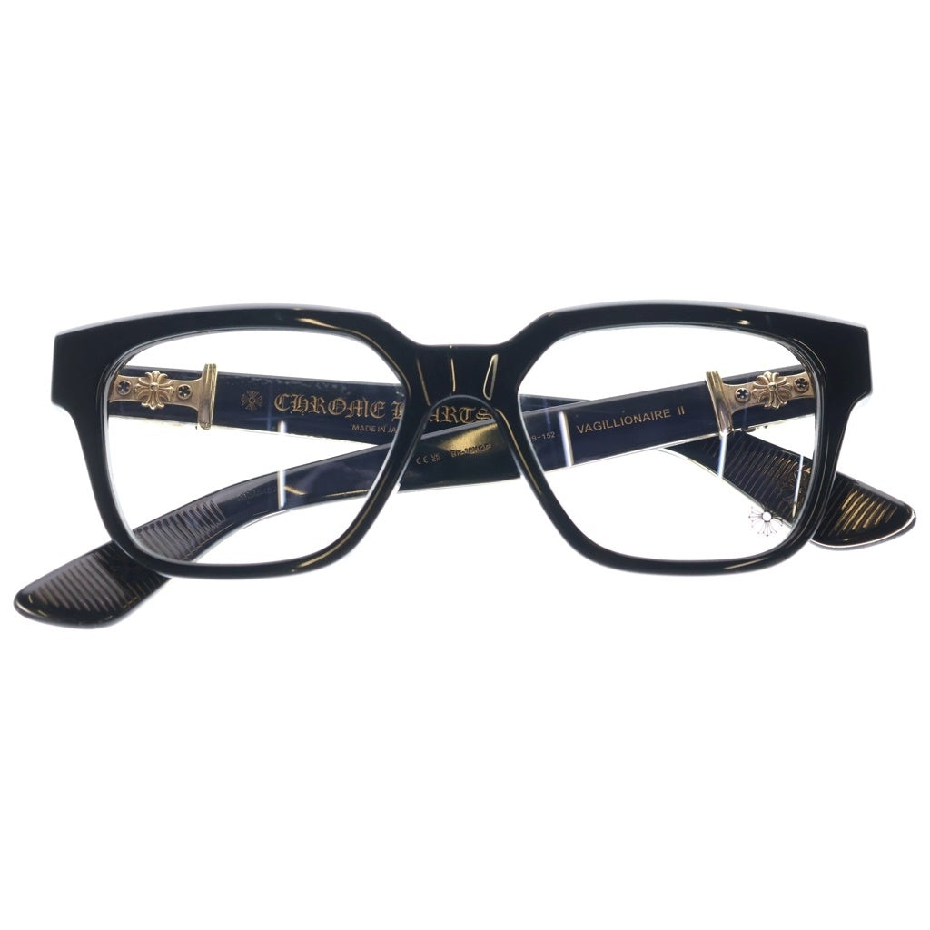 CHROME HEARTS(クロムハーツ) VAGILLIONAIRE 2 ダガーテンプル ウェリントンアイウェア 眼鏡 ブラック/ゴールド