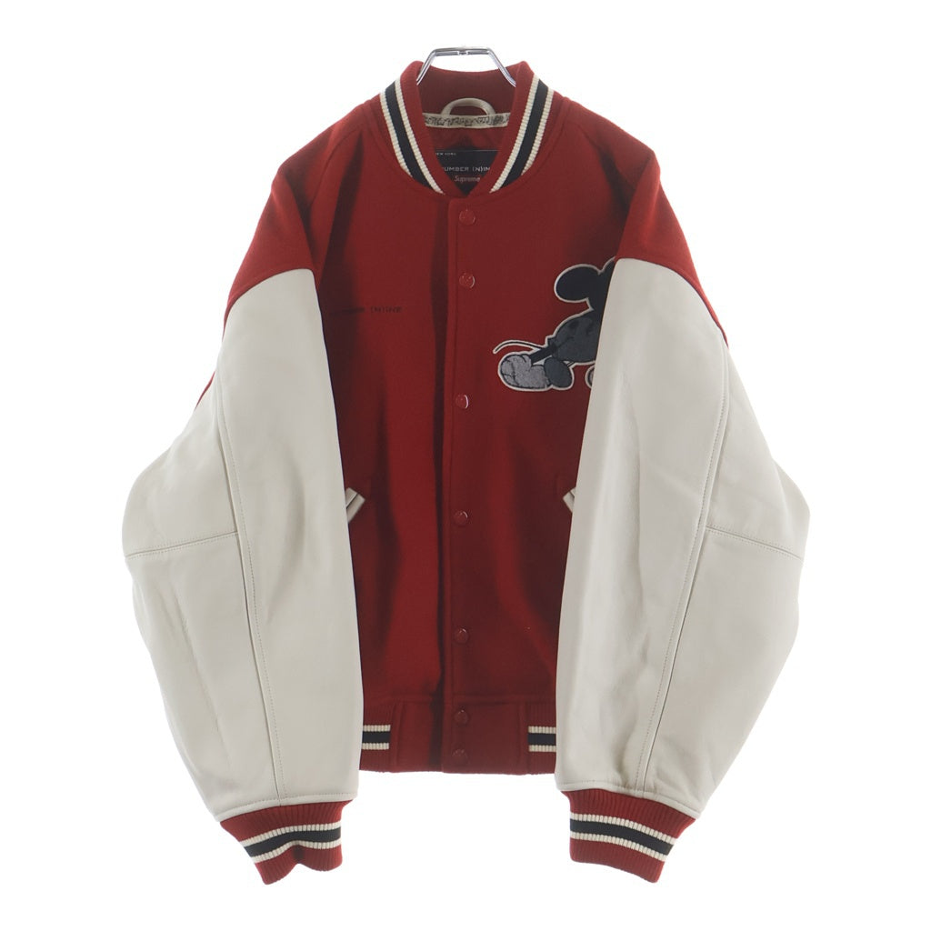 SUPREME(シュプリーム) 25AW ×Number (N)ine x Mickey Mouse Varsity Jacket ナンバーナイン ミッキーマウス ヴァーシティジャケット スタジャン レッド