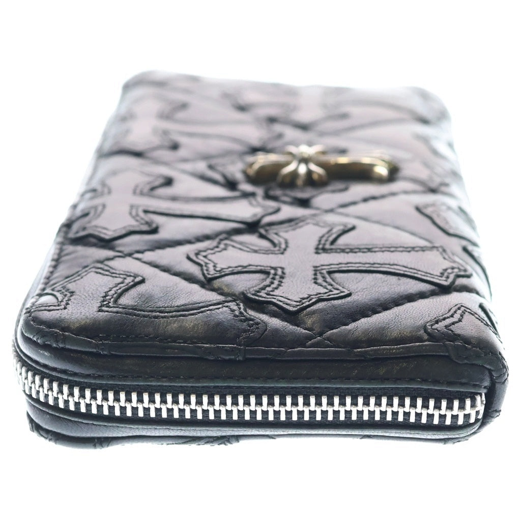 CHROME HEARTS(クロムハーツ) REC F ZIP QUILTED W CH CRS SML セメタリークロス キルティングレザー スモールCHクロス ロングウォレット 長財布 ブラック