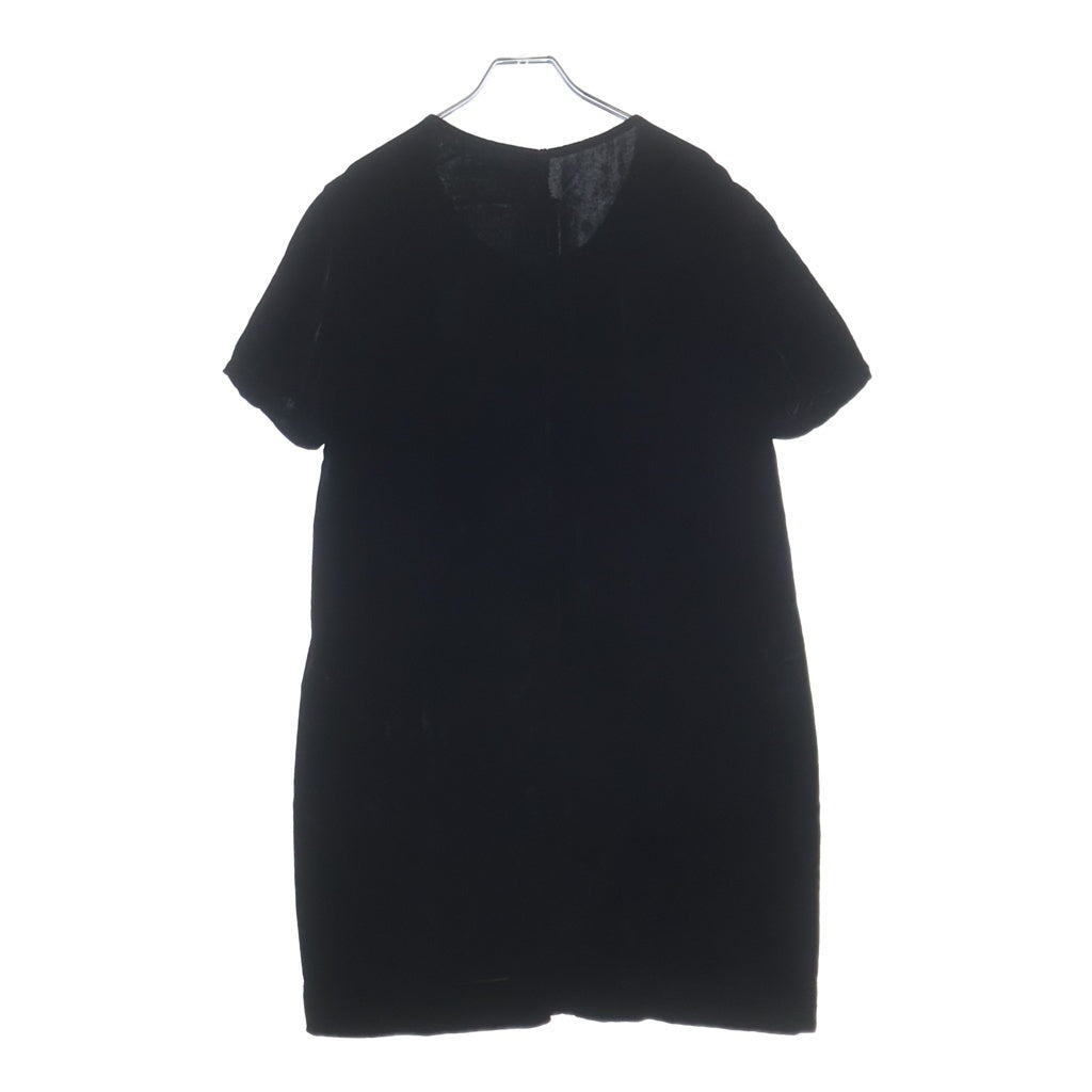 Rick Owens DRKSHDW(リックオウエンス ダークシャドウ) 16AW ベロア クルーネック 半袖Tシャツ カットソー ブラック RR16F6208-V