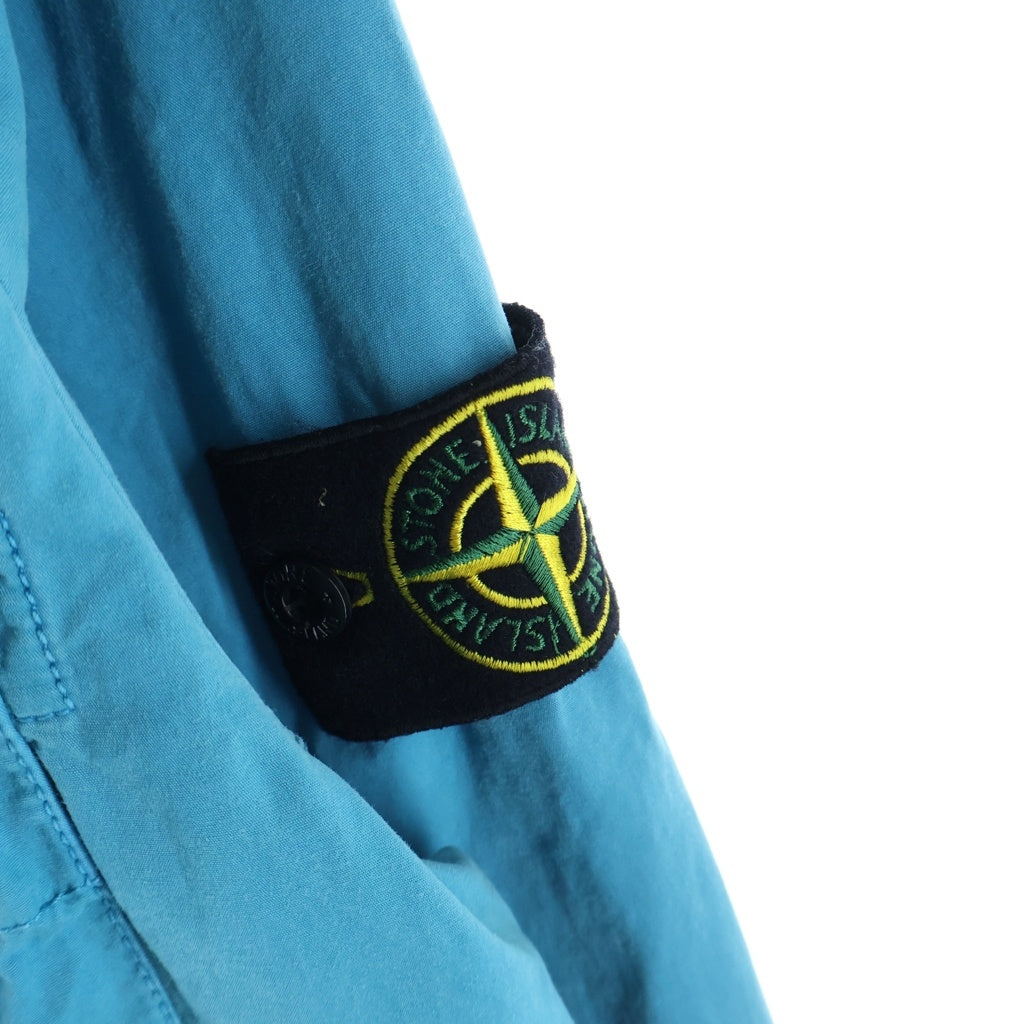 STONE ISLAND(ストーンアイランド) Old Effect Canvas Overshirt ロゴワッペン フェード加工 ジップアップ長袖シャツ ブルー 7215114WN