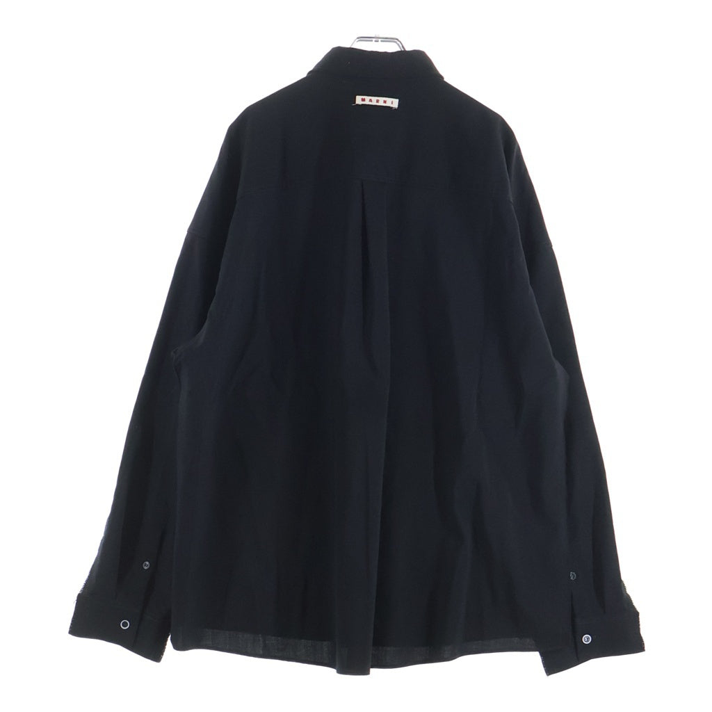 MARNI(マルニ) トロピカルウール ドッキング ロングスリーブ長袖シャツ CUMU0278UDTW839 ネイビー/ブラック