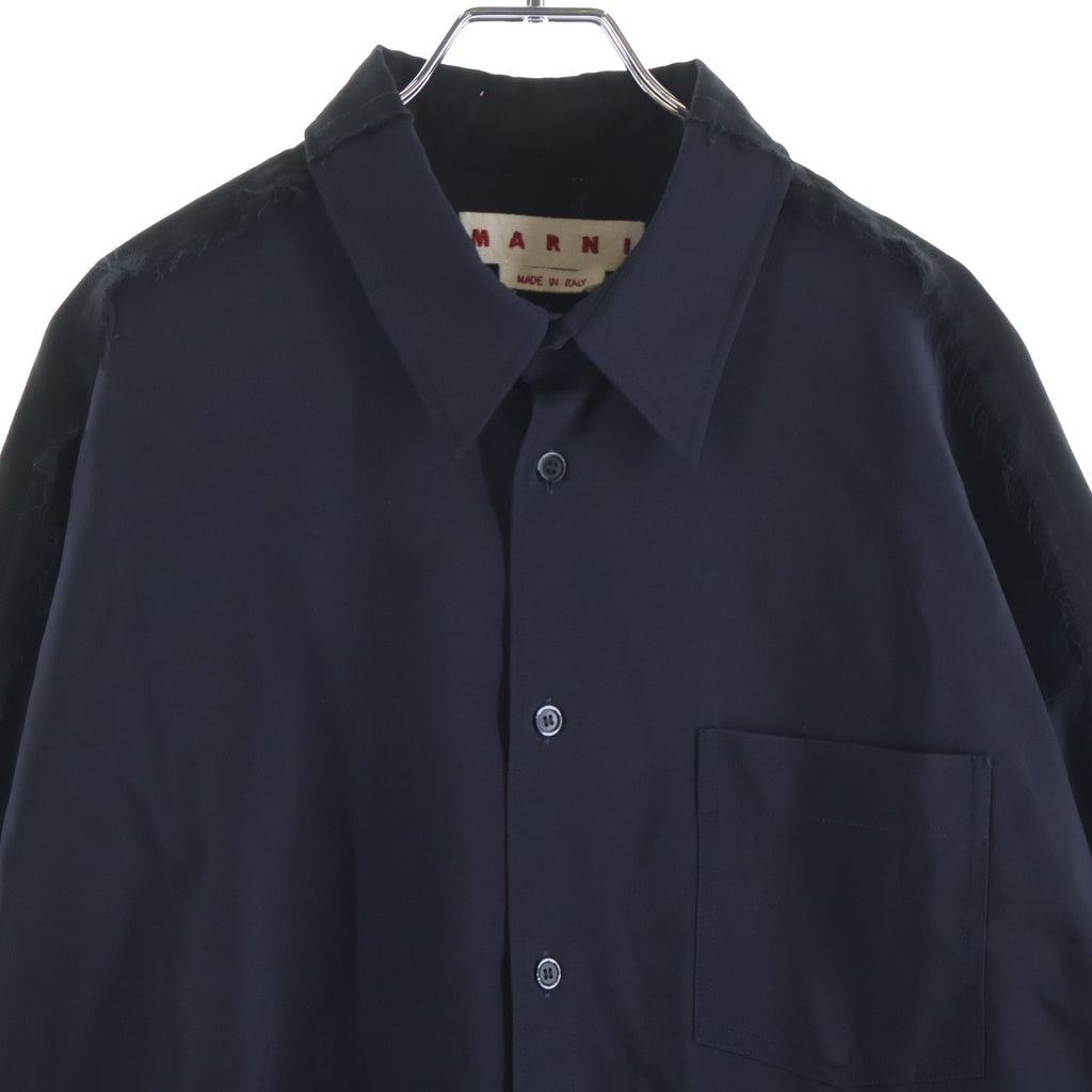 MARNI(マルニ) トロピカルウール ドッキング ロングスリーブ長袖シャツ CUMU0278UDTW839 ネイビー/ブラック