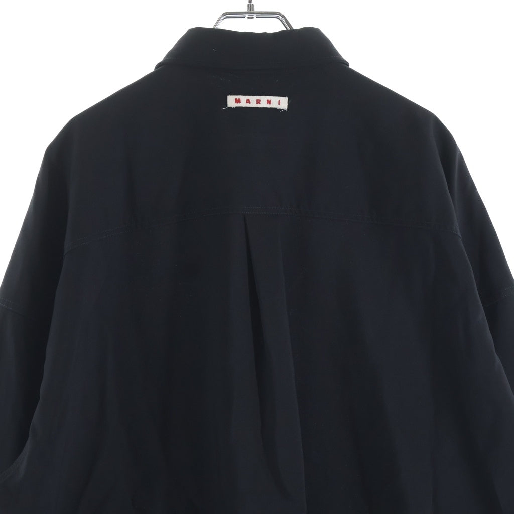 MARNI(マルニ) トロピカルウール ドッキング ロングスリーブ長袖シャツ CUMU0278UDTW839 ネイビー/ブラック