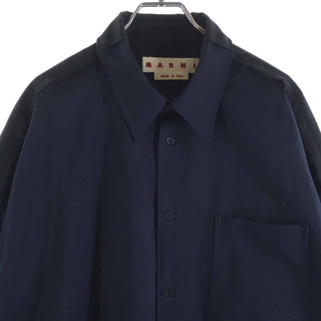 MARNI(マルニ) トロピカルウール ドッキング ロングスリーブ長袖シャツ CUMU0278UDTW839 ネイビー/ブラック