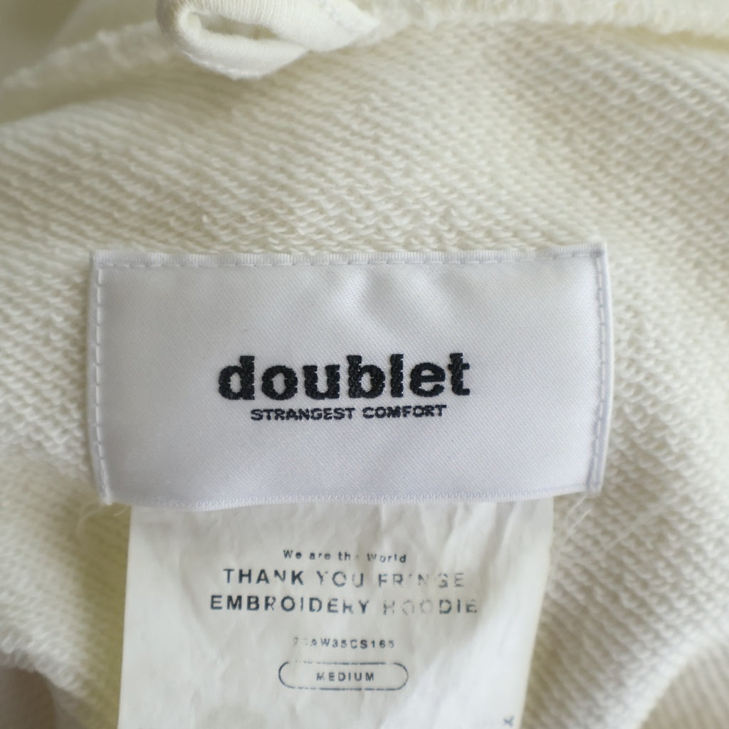 doublet(ダブレット) 20AW THANK YOU FRINGE EMBROIDERY HOODIE 20AW35CS165 フリンジデザイン プルオーバーフーディーパーカー ホワイト