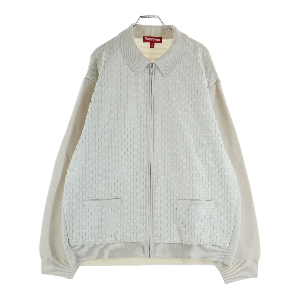 SUPREME(シュプリーム) 24AW Woven Leather Zip Up Cardigan White ウーブン レザージップアップカーディガン ホワイト
