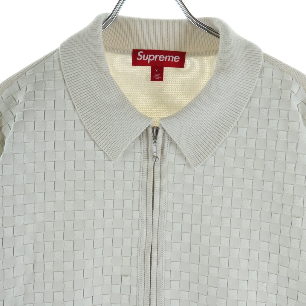 SUPREME(シュプリーム) 24AW Woven Leather Zip Up Cardigan White ウーブン レザージップアップカーディガン ホワイト