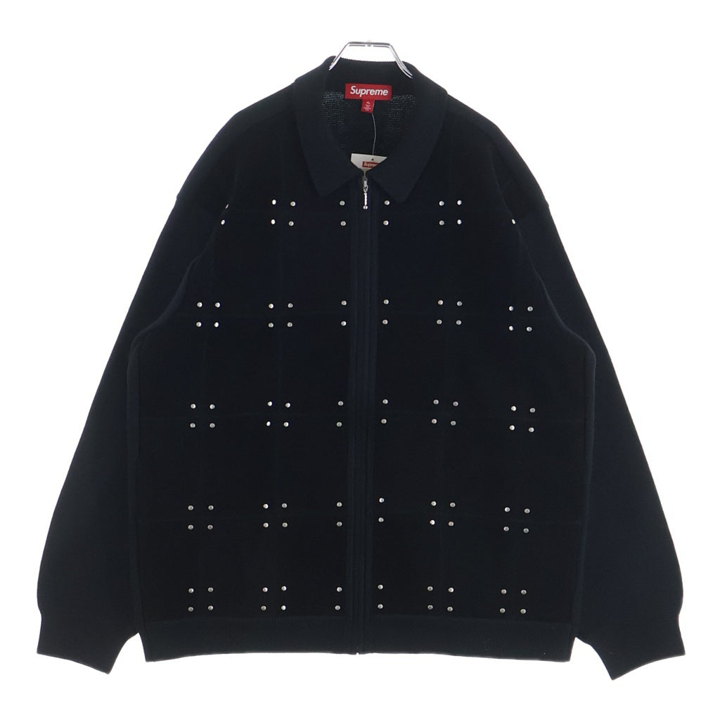 SUPREME(シュプリーム) 25AW Studded Suede Zip Up Cardigan Black スタッズ スウェード ジップアップカーディガン ブラック