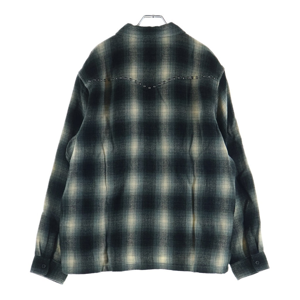 SUPREME(シュプリーム) 25AW Studded Shadow Plaid Zip Up Shirt スタッズ シャドウ プレイドジップアップ長袖シャツ ブラック