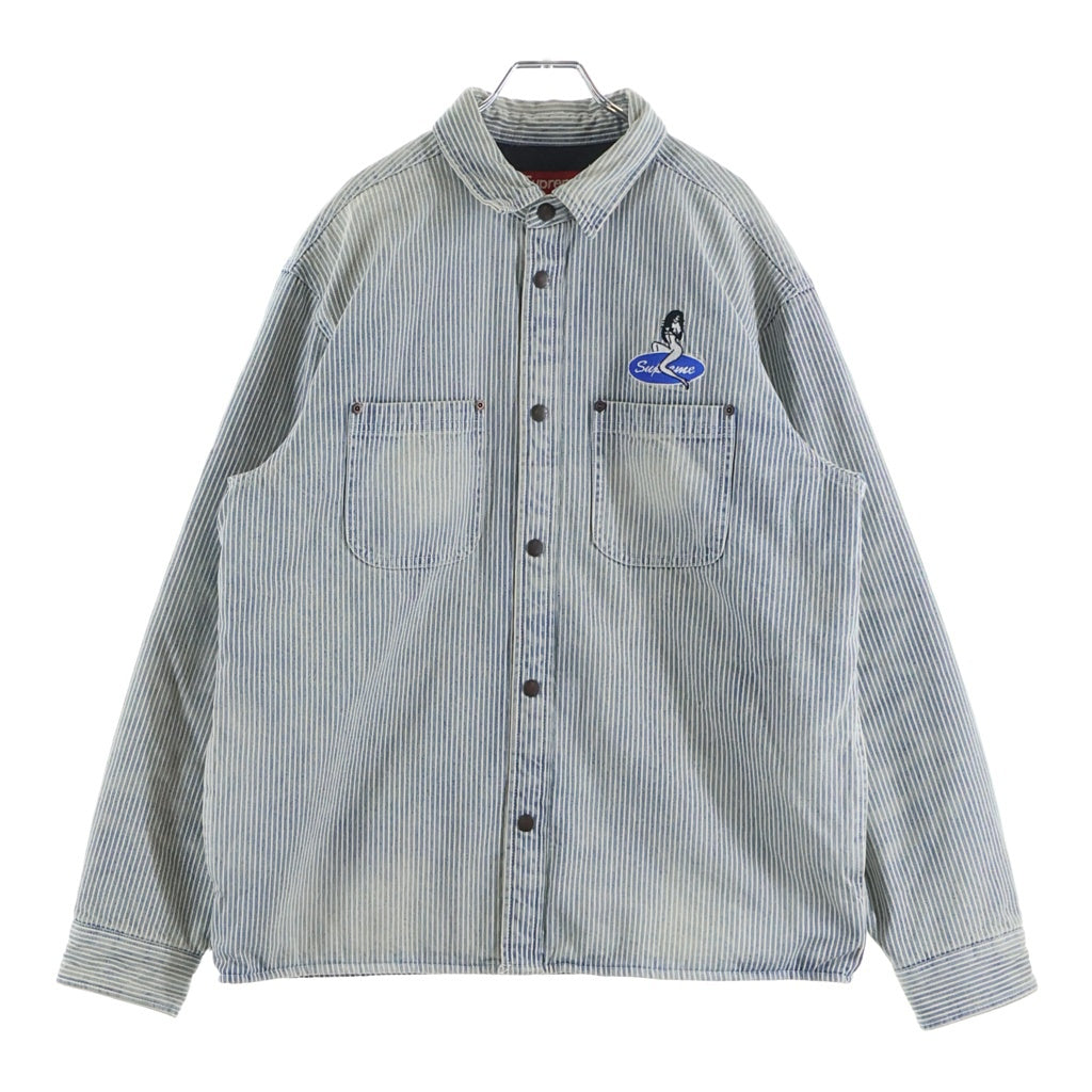 SUPREME(シュプリーム) 26SS Quilted Lined Denim Snap Shirt キルティング ストライプデニムスナップシャツ 長袖シャツ インディゴ