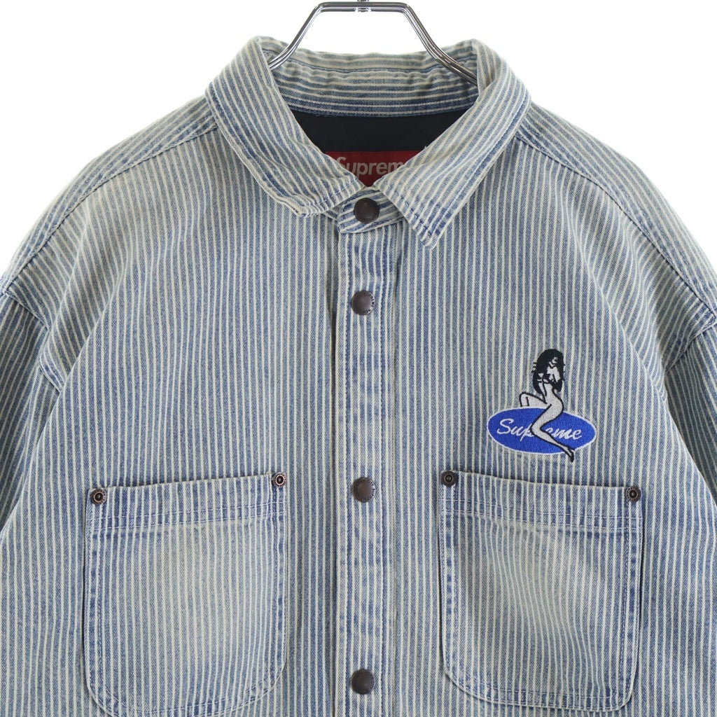 SUPREME(シュプリーム) 26SS Quilted Lined Denim Snap Shirt キルティング ストライプデニムスナップシャツ 長袖シャツ インディゴ