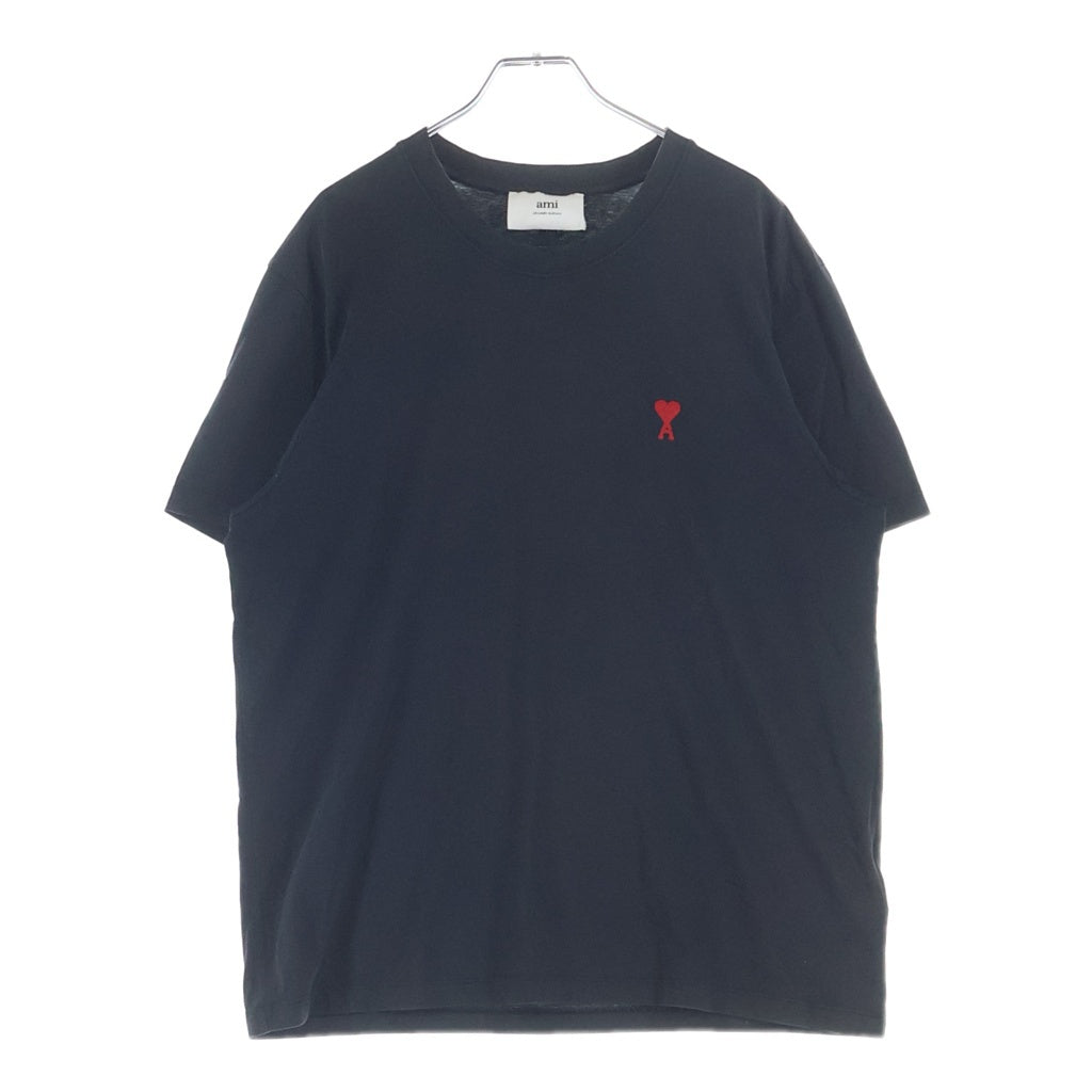 AMI Alexandre Mattiussi(アミアレクサンドルマテュッシ) T-Shirt ハートロゴ刺繍 半袖Tシャツ ブラック BFUTS001.724 BFUTS001.724
