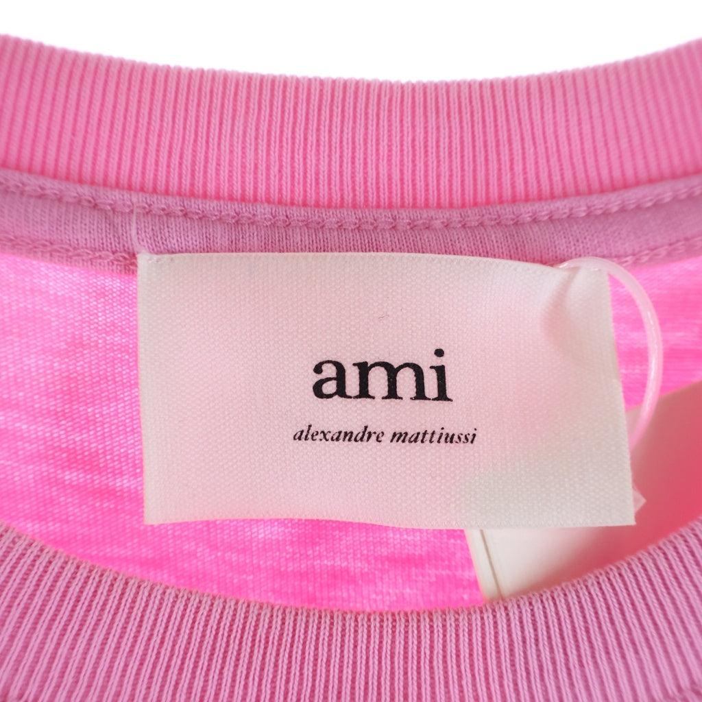 AMI Alexandre Mattiussi(アミアレクサンドルマテュッシ) T-Shirt ハートロゴ刺繍 半袖Tシャツ ピンク UTS004.726