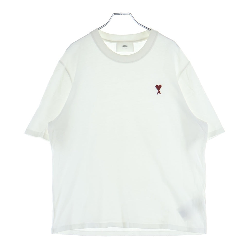 AMI Alexandre Mattiussi(アミアレクサンドルマテュッシ) T-Shirt ハートロゴ刺繍 半袖Tシャツ ホワイト BFUTS005.726 BFUTS005.726