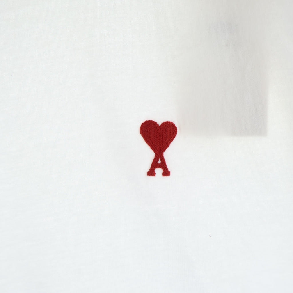 AMI Alexandre Mattiussi(アミアレクサンドルマテュッシ) T-Shirt ハートロゴ刺繍 半袖Tシャツ ホワイト BFHJ108.723 BFHJ108.723