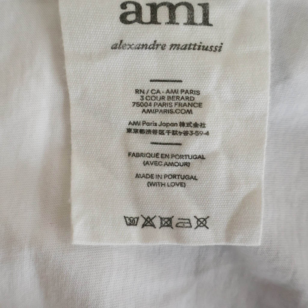 AMI Alexandre Mattiussi(アミアレクサンドルマテュッシ) T-Shirt ハートロゴ刺繍 半袖Tシャツ ホワイト BFHJ108.723 BFHJ108.723