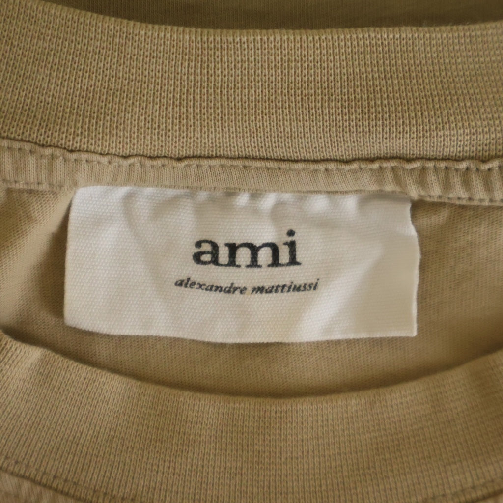 AMI Alexandre Mattiussi(アミアレクサンドルマテュッシ) T-Shirt ハートロゴ刺繍 半袖Tシャツ ベージュ A21HJ108.723
