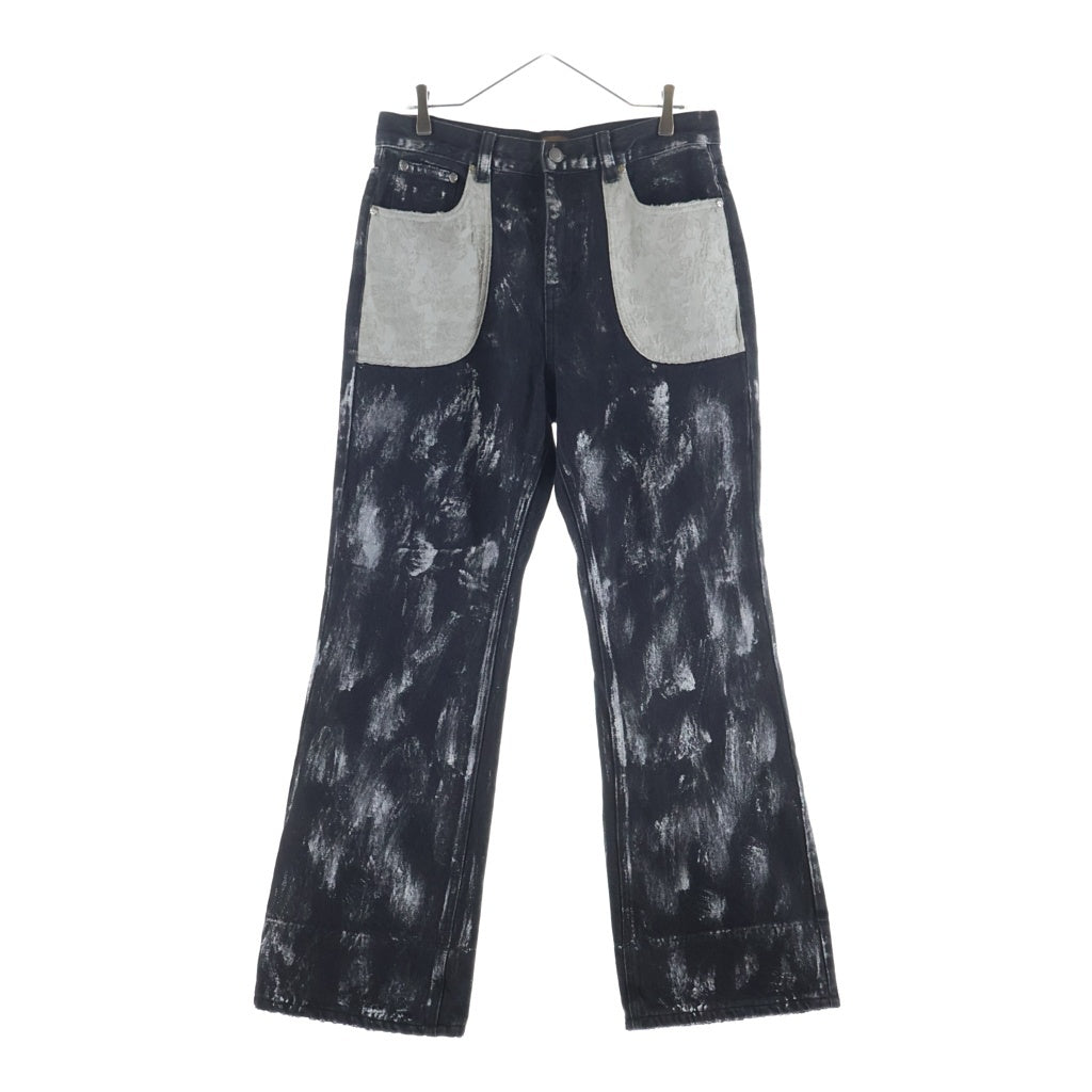 BIRTH OF ROYAL CHILD(バースオブロイヤルチャイルド) Large Pockets Spliced With Denim Pants ラージポケット ダメージ加工 デニムパンツ ブラック